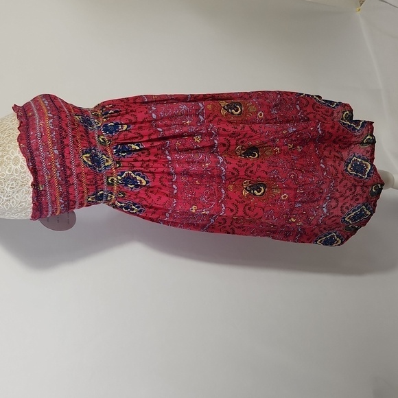 Raviya Women SZ S Pink Paisley Print Pull On Style Smocked Lined Tube Top Dress - Picture 6 of 14